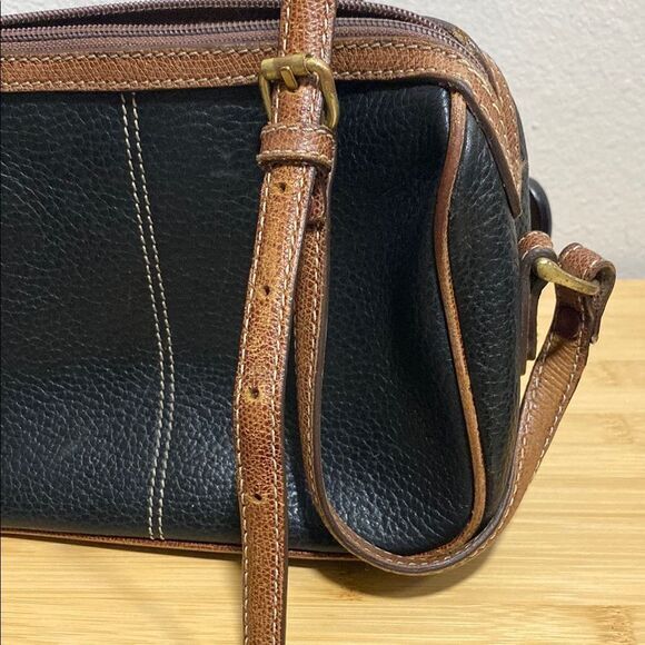 Vintage Liz Claiborne Black & Brown Leather Crossbody Bag Made in Korea‎ - Picture 11 of 16